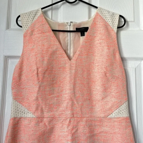 J. Crew Sleeveless Tweed Eyelet Sheath Dress Orange Size 12